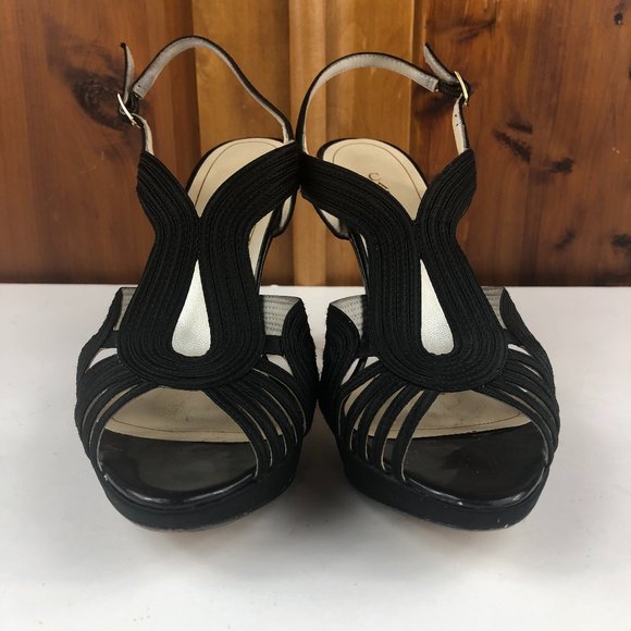 Caparros Black Strappy High Heeled Leather Sole Evening Sandals Glamcore Whimsy - Picture 6 of 17